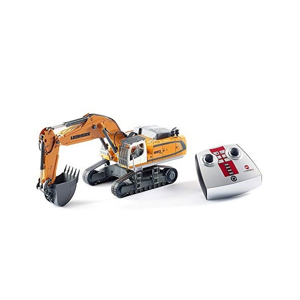 siku 6740 – Pelleteuse sur chenilles multifonctions télécommandée Liebherr R980 SME à piles, 1:32, Télécommande incluse, Méta