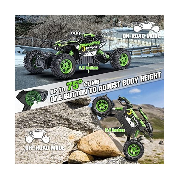 CROBOLL 1:12 Large Remote Control Car for Boys with Upgraded Lifting Function, 4WD 20km/h RC Car Toys for Kids 4X4 Off-Road R