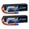 Zeee 4S Lipo Batterie 14.8V 100C RC Batterie 9000mAh avec Prise EC5 pour RC Voiture RC Camion RC Voiture Bateau Camion Truggy