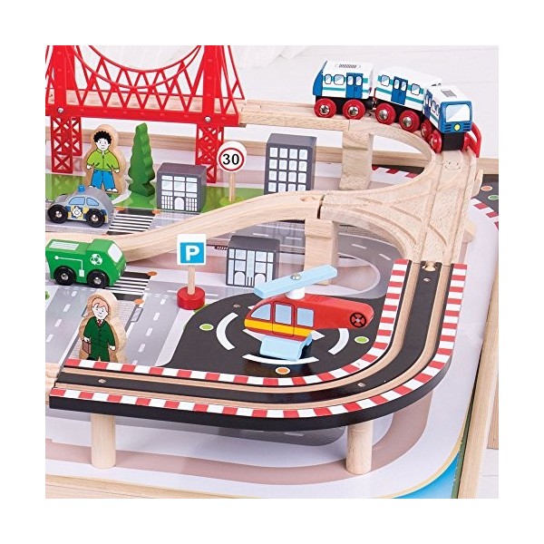 Bigjigs Rail Table de Circuit de Train Ville | Train en Bois | Circuit Train Bois | Jouet Enfant | Jouet Éducatif | Cadeau En