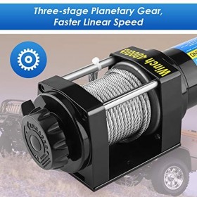 Treuil électrique robuste, Palan de traction à câble Palan électrique 12V 4000lbs hauteur de levage jusquà 15 m puissance él