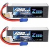 Zeee 6S Lipo Batterie 22.2V 100C 6000mAh avec EC5 Connecteur Coque Souple RC Batterie pour RC Camion RC Voiture RC Avion RC B