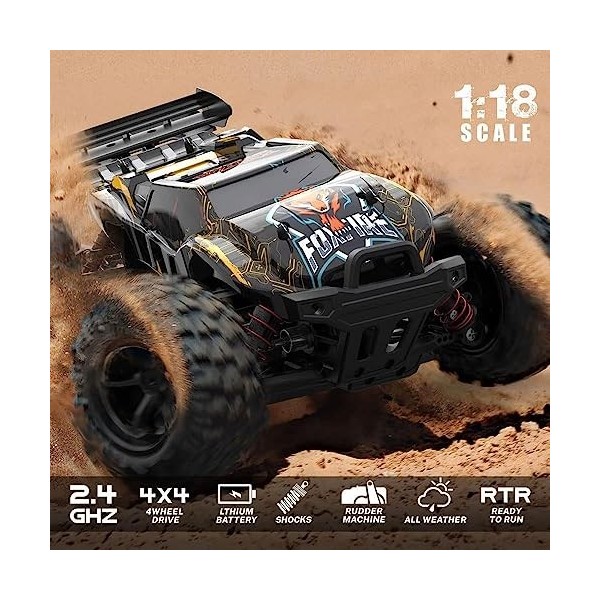 SCOOVY Voiture télécommandée Tout-Terrain à Grande Vitesse, Buggy RC descalade électrique 4WD, véhicule RC Tout-Terrain 2.4G