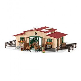 Schleich 42195 Ecurie avec chevaux, dès 3 ans, Farm World - coffret, 57 x 14 x 38 cm