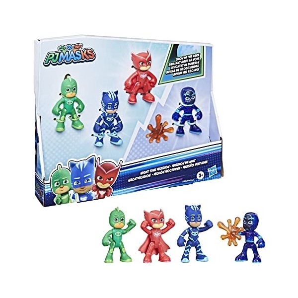 PJ Masks Kit de Figurines daction phosphorescentes pour Enfants à partir de 3 Ans, F2836