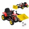 DREAMADE Tracteur Électrique 12V Enfant 3-8 Ans avec Godet Réglable Tractopelle avec Lumières LED,Klaxon,Démarrage Progressif