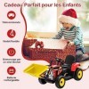 DREAMADE Tracteur Électrique 12V Enfant 3-8 Ans avec Godet Réglable Tractopelle avec Lumières LED,Klaxon,Démarrage Progressif