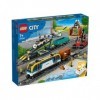 Set 60336 Train de Marchandises telecommande, Inclus 33 Rails et Accessoires - Circuit pour Lego + Carte Tigre - Jeu Construc