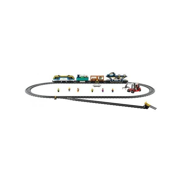 Set 60336 Train de Marchandises telecommande, Inclus 33 Rails et Accessoires - Circuit pour Lego + Carte Tigre - Jeu Construc