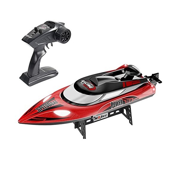 GLOYER Bateau de Course RC 18,5 Pouces avec Chargement USB, 2,4 G, 4 canaux, 180 °, étanche, 35 km/h, télécommande, Bateau, L