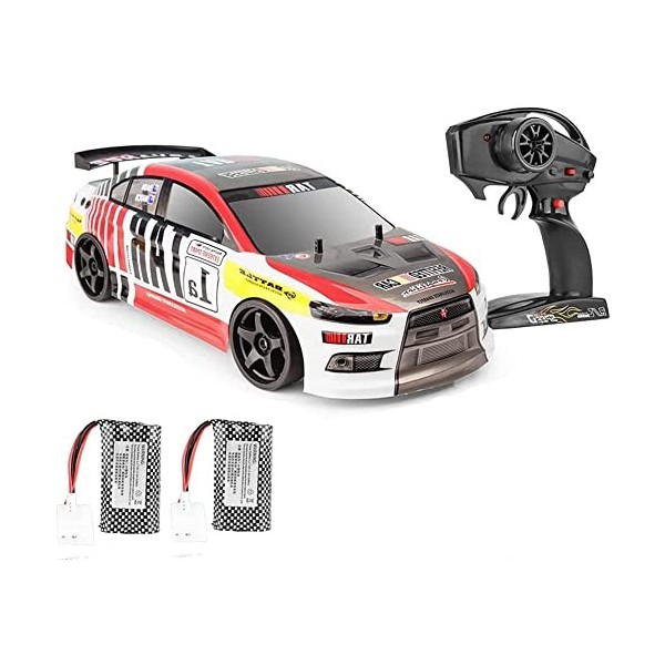 GLOYER 1/10 RC Drift Car 17,7 Pouces 70 km/h véhicule RC Haute Vitesse 2,4 GHz RC Sport Racing Car 4WD RTR avec lumières LED,