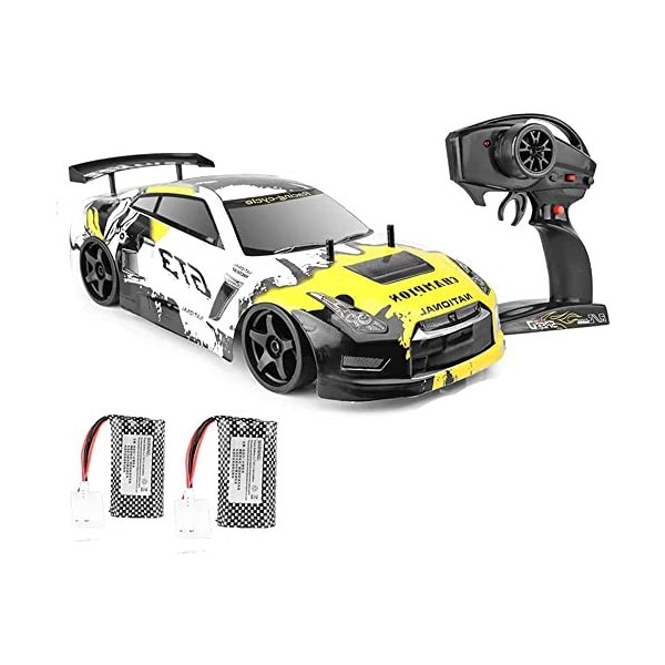 GLOYER 1/10 RC Drift Car 17,7 Pouces 70 km/h véhicule RC Haute Vitesse 2,4 GHz RC Sport Racing Car 4WD RTR avec lumières LED,