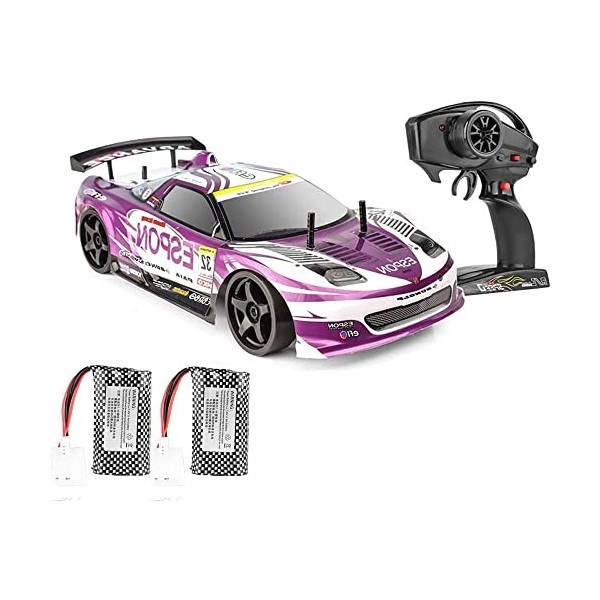 GLOYER 1/10 RC Drift Car 17,7 Pouces 70 km/h véhicule RC Haute Vitesse 2,4 GHz RC Sport Racing Car 4WD RTR avec lumières LED,