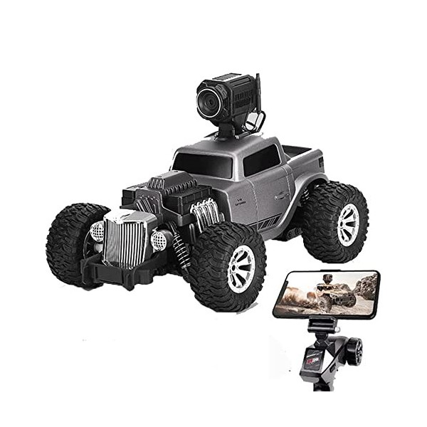 GLOYER Voiture RC avec caméra WiFi 720P HD FPV, 2,4 GHz, échelle 1/16, Camion télécommandé Tout-Terrain, camions Monstres, Vo