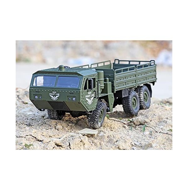 GLOYER Simulation Militaire 1/16 Camion Tout-Terrain 2.4G 6WD 500g Charge portante télécommande Voiture Pneu sans Chambre Tou