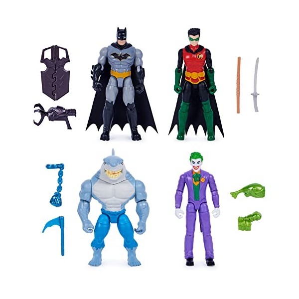 BATMAN DC Comics, et Robin Contre Le Joker et Le Roi Requin, Figurines daction de 10,2 cm, Jouets pour Enfants pour garçons 