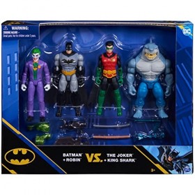 BATMAN DC Comics, et Robin Contre Le Joker et Le Roi Requin, Figurines daction de 10,2 cm, Jouets pour Enfants pour garçons 