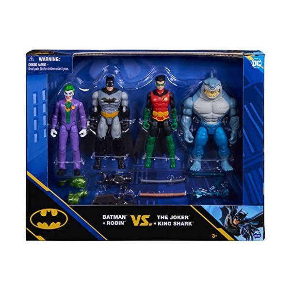 BATMAN DC Comics, et Robin Contre Le Joker et Le Roi Requin, Figurines daction de 10,2 cm, Jouets pour Enfants pour garçons 