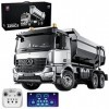 Mocdiy Télécommandé Camion Benne Mercedes Arocs, 1:20 2.4Ghz/APP RC Véhicule à Benne Basculante avec Effets Sonores et Lumièr