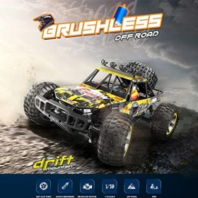 HUIOP Voiture télécommandée 1/10 2,4 GHz haute vitesse 65 km/h tout terrain hors route camions 4 roues motrices sans balais c