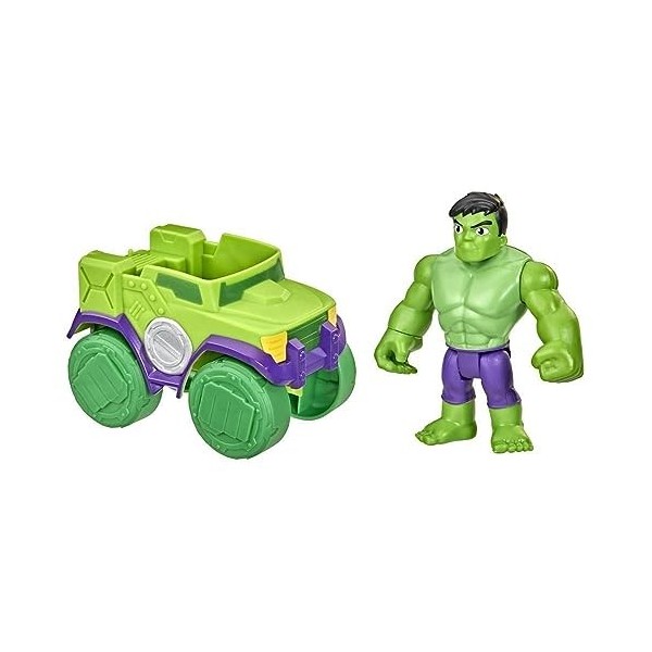 Marvel Hasbro Spidey and His Amazing Friends Hulk Figurine daction et véhicule Smash Truck Jouet préscolaire pour Enfants à 