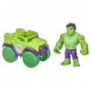 Marvel Hasbro Spidey and His Amazing Friends Hulk Figurine daction et véhicule Smash Truck Jouet préscolaire pour Enfants à 
