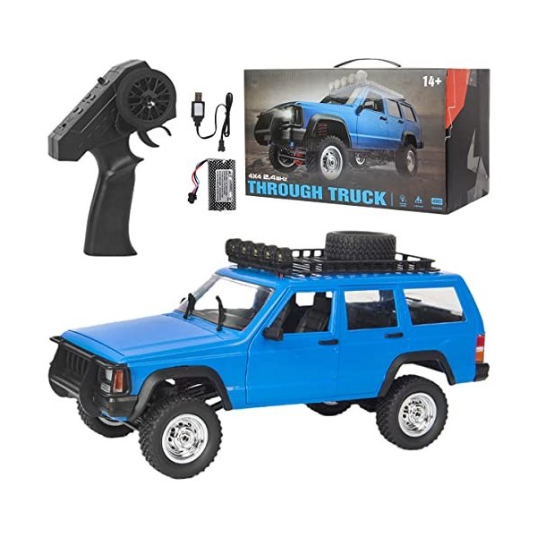 GLOYER Voitures télécommandées 2,4 GHz RC Truck Rock Crawler 1:12 Pleine échelle 4WD Tout-Terrain Clignotant télécommande Voi