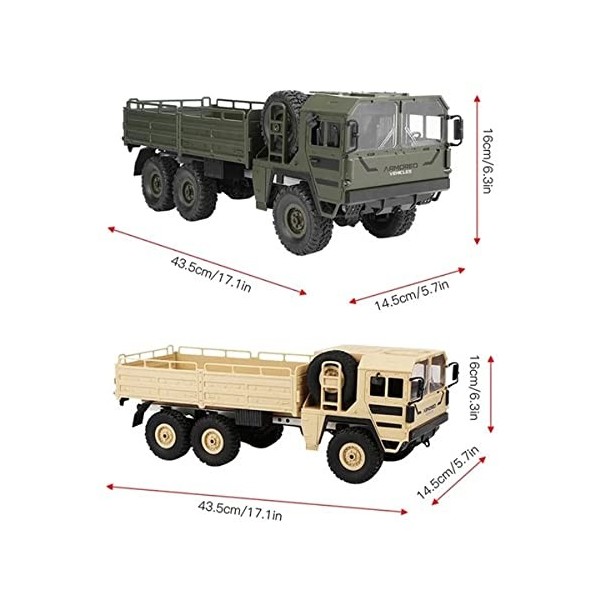 GLOYER Simulation Militaire Jouet pour Enfants Voiture télécommandée 6WD Escalade Tout-Terrain véhicule électrique RC lumière