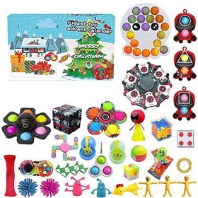 BRAINYTOYS Calendrier D ellAvent 2022 Squid Fidget Jouets éDucatifs Squid Jouets Sensoriels Squid TV Fidget Toys Push Pop Bu