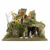 Village de Crèche Complet avec Maisons, Lumières et Figurines de 6,5 cm, Bois, 38x28x30 cm