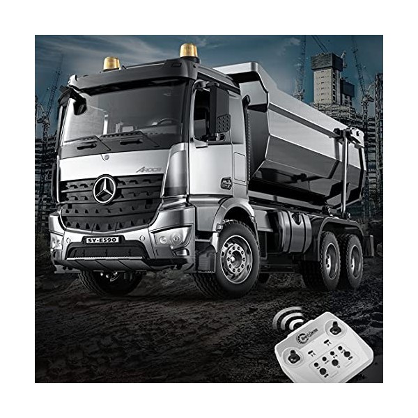 Sunbary Mercedes Arocs Véhicule à Benne Télécommandé, 1:20 2.4Ghz/APP Télécommande Double Camion de Construction, Cadeau Joue