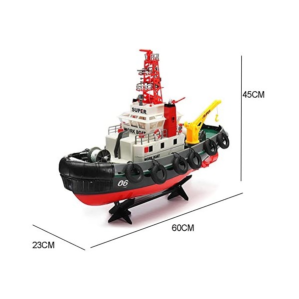 SZITW Bateau RC 23,6 pouces Bateau à rames RC 2,4 G à grande échelle Lutte contre lincendie Bateau radiocommandé de sauvetag