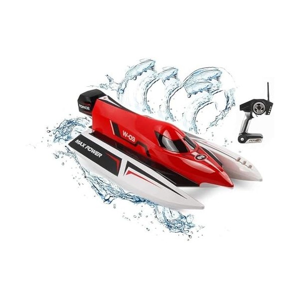 SUBECO Bateau RC 28+ MPH Bateau télécommandé sans balais Bateau télécommandé Rapide pour piscines et Lacs, Bateaux RC 2,4 GHz