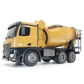 YUMOYA Camion malaxeur à béton RC à 10 canaux avec lumière, Rotation à 360 ° à léchelle 1/14, Camion malaxeur à béton, modèl