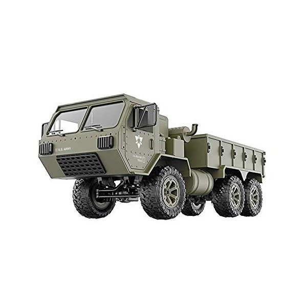 GRTVF RC Camion Militaire, 2.4G 6WD RC Voiture Militaire Camion Hors Route Rock Crawler Proportion Pleine Armée Voiture Jouet