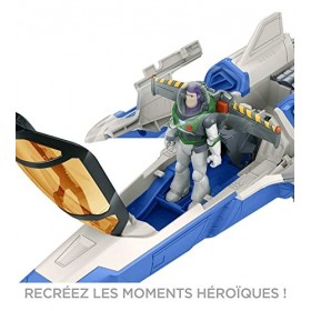 Disney Pixar Buzz l’Éclair Vaisseau de combat XL-15 50 cm et figurine Buzz l’Éclair 13 cm et son Jet Pack, à Collectionne