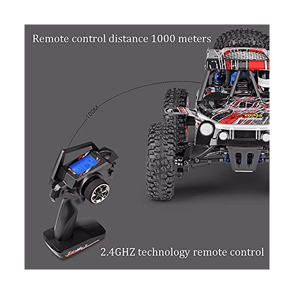 DFERGX RC Cars Échelle 1:12 50+ Kmh Haute Vitesse Grande Voiture Télécommandée 4x4 Hors Route Monster Truck Électrique 2.4GHz