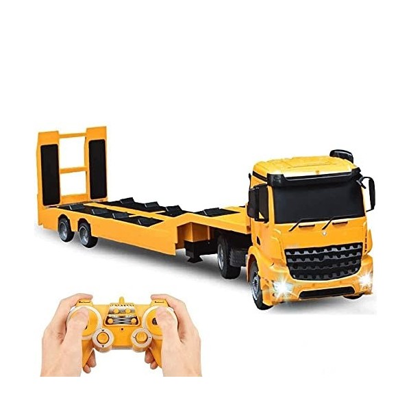 Latotoa RC Remorque Camion Modèle De Voiture 2.4Ghz Construction Tracteur Remorque Télécommande Flipable À Plat Véhicule Joue