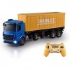 PWV Chariot de conteneur de télécommande 2.4G sans fil, simulation de camion de transport électrique RC Voiture, levage détac