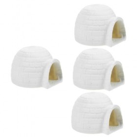 ibasenice 4 Pièces Simulation Igloo Figurines Décor À La Maison Figurines Décor Renard Figurine Ferme Enfants Figurines Glace