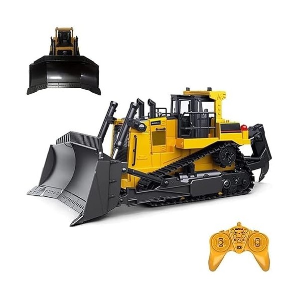 BTSOAR Bulldozer RC à 9 canaux avec chargeur frontal 2,4 GHz sans fil RC Camion Télécommande Bulldozer Construction Véhicules