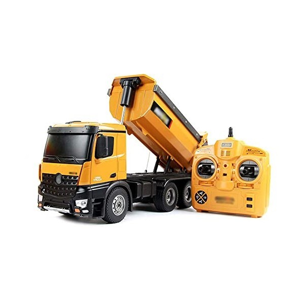 QHYZRV Camion Télécommandé, 1/14 Échelle 10 Canaux 2.4Ghz RC Camion À Benne Basculante Véhicule De Construction Jouet avec Lu