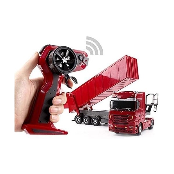 SMJY Voitures RC Camion Ingénierie Tracteur Garçons Jouet Grande télécommande Semi-remorque à Plat Lumières détachables Charg