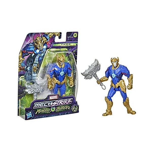 Marvel Avengers Mech Strike Monster Hunters Thor Toy Figurine daction de 15 cm, Jouets pour Enfants à partir de 4 Ans