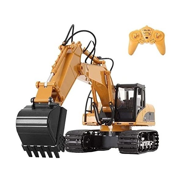 Biiiouu Rc Voiture Full Fonction Alliage Remote Control Excavator 15 Channel 2.4GHz Electric Rc Construction Bulldozer Camion