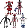 Xinchangda FNAF Figures 6 PCS Set Cinq Nuits Jeu Amovible Lumineux Foxy Sister Location Horreur Statue Modèle avec Éclairciss