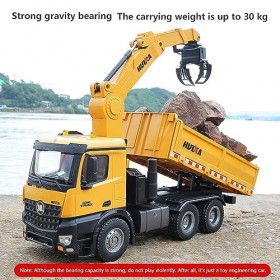 RKSTD Camion Dingénierie RC, Camion-Benne RC 2-en-1 À Léchelle 1:14, Camion-Benne RC 26 Canaux avec Pince en Alliage, Camio