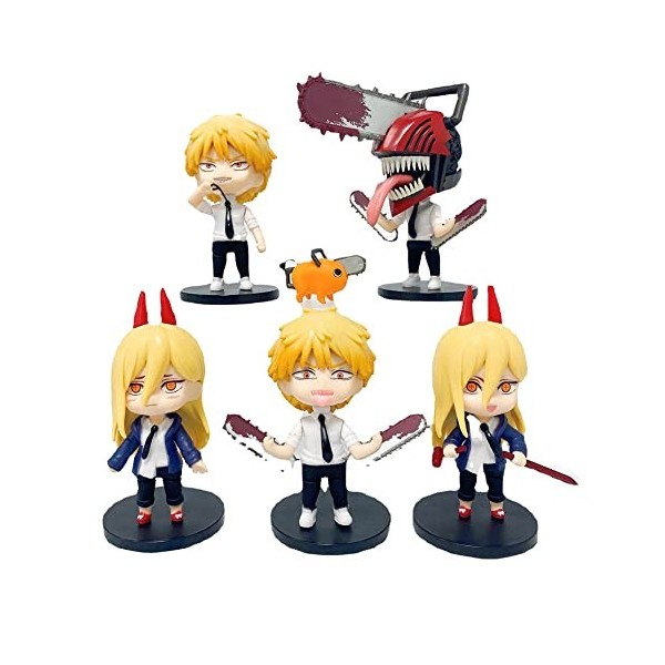 Chainsaw Man Figurine Pop Chainsaw Man Q Version Action Figurine Statue Model Set 6 pièces 10-11 cm