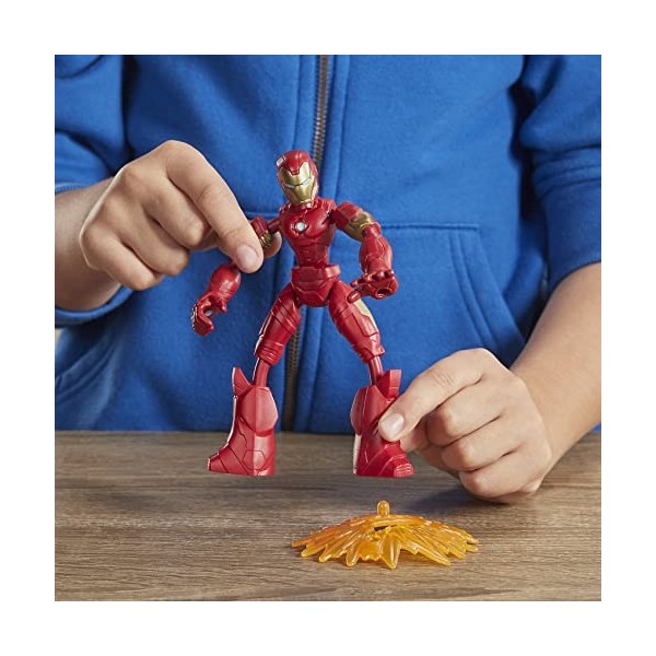 Avengers E7870 Beyblade Marvel Bend and Flex Action, 6-inch Flexible Iron Man Figure, Includes Accessory, Ages 4 and Up, Mult