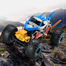 EQEEN Voiture télécommandée 4 Roues motrices, Voiture RC Shark, Camion Monster RC 1:10 avec lumières LED, Pente de 45°, Broui